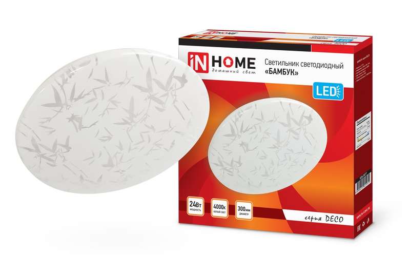 Рекомендуем купить Светильник светодиодный DECO БАМБУК 24Вт 230В 4000К 1560лм 300мм IN HOME 4690612021911