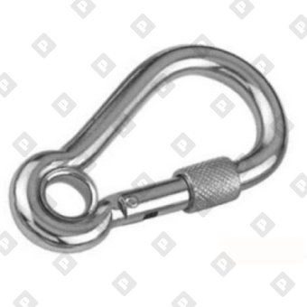 Карабин пружинный с резьбовой предохранительной втулкой и кольцом ART 8232 8x80, нерж. сталь A4 - №1