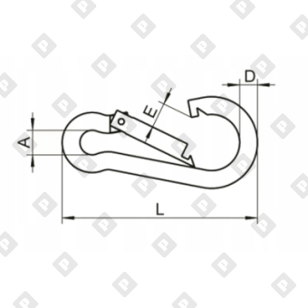 Карабин пожарный с фиксатором DIN 5299D 12x140, оц. сталь - №2