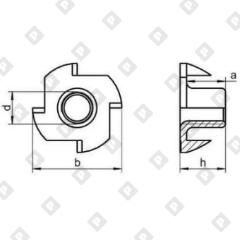 Гайка врезная усовая DIN 1624 M8x11, оц. сталь - №2