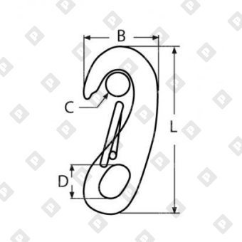Карабин ART 8251 Ø70мм, нерж. сталь А4  - №2