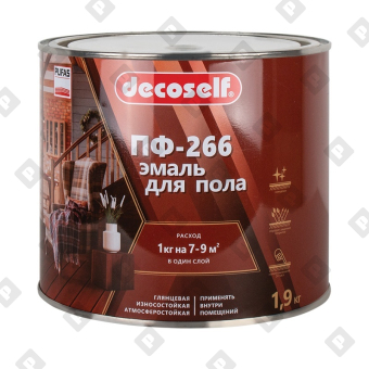 Эмаль для пола Pufas Decoself ПФ-266 жёлто-коричневая (1,9 кг) - №1