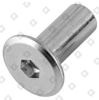 Гайка Эриксона M 6х20 тело Ø 7.8 мм, плоская головка Ø 13 мм, под ключ SW4, оц. сталь - №1