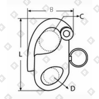 Карабин отцепной «пеликан» с мочкой ART 8288 96 мм, нерж. сталь A4 - №2