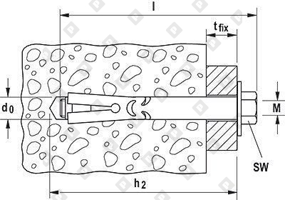 Втулочный анкерный болт fischer FSA 8/65 S M6 8x114/65 мм, оц. сталь - №4