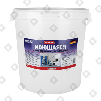 Краска моющаяся Pufas Decoself моющаяся, белая, мороз. (40 кг) - №1