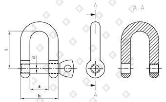 Скоба такелажная прямая ART 9076 Ø25 мм, нерж. сталь А4 - №2