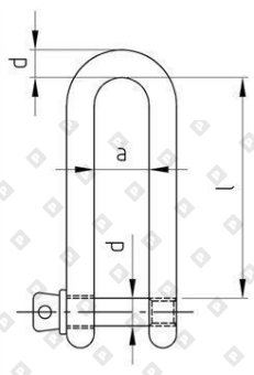 Скоба такелажная D-образная ART 8259 Ø12 мм удлиненная, нерж. сталь А4 - №2