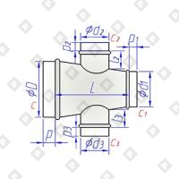 Крестовина круглого сечения конусная с прямыми круглыми врезками - №1