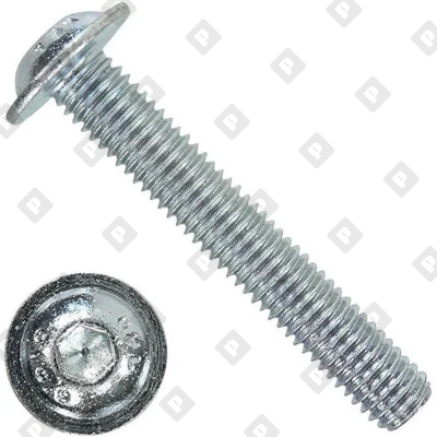 Винт ISO 7380-2 М8x10 с полукруглой головкой и прессшайбой, шлиц шестигранник HEX, кл. пр. 10.9, оц. сталь - №1