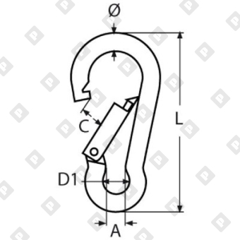 Карабин пружинный с кольцом ART 8250 7x70, нерж. сталь A4 - №2