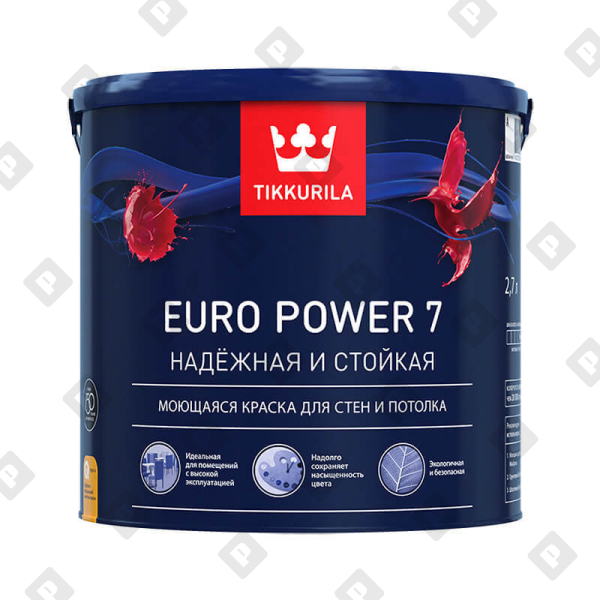 Краска интерьерная моющ. Tikkurila EURO POWER 7 A мат. (2,7 л) - №1