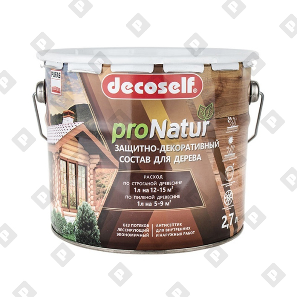 Антисептик лессирующий для дерева Pufas Decoself сосна (2,7 л) - №1